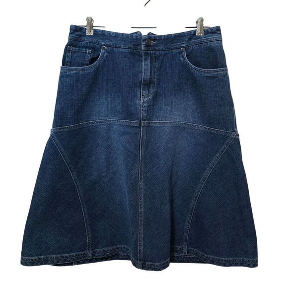 Sonoma Life+Style Womens Denim A-Line Skirt With Back Buckle Size 12 Dark Wash - Picture 1 of 6